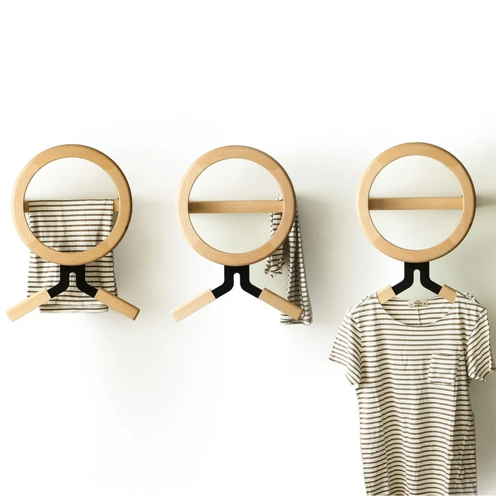 Solid wood valet stand, wall coat rack. Like New.